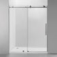 Ratel 2 WHEELS ROUND FRAMELESS 10MM THICK TEMPERED GLASS SHOWER DOOR 60"W x 76"H - Brushed Nickel