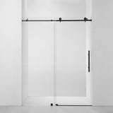 Ratel 2 WHEELS ROUND FRAMELESS 10MM THICK TEMPERED GLASS SHOWER DOOR 60"W x 76"H - Matte Black