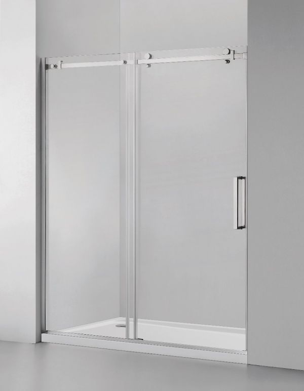 Ratel SQUARE FRAMELESS SHOWER GLASS DOOR (10MM) THICK TEMPERED GLASS 60"W X 76"H - CHROME