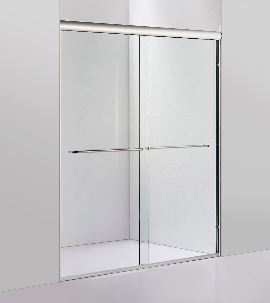 Ratel BYPASS SHOWER GLASS DOOR (8MM) THICK TEMPERED GLASS 60"W X 76"H - Brushed Nickel