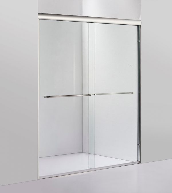 Ratel BYPASS SHOWER GLASS DOOR (8MM) THICK TEMPERED GLASS 60"W X 76"H - Brushed Nickel