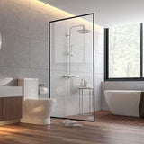 Fab Glass & Mirror Velvon (34"W X 74"H) Inch Framed Fixed Glass Shower Wall Panel - Matte Black