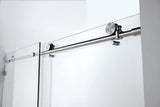 Ratel 2 WHEELS ROUND FRAMELESS 10MM THICK TEMPERED GLASS SHOWER DOOR 60"W x 76"H - Brushed Nickel