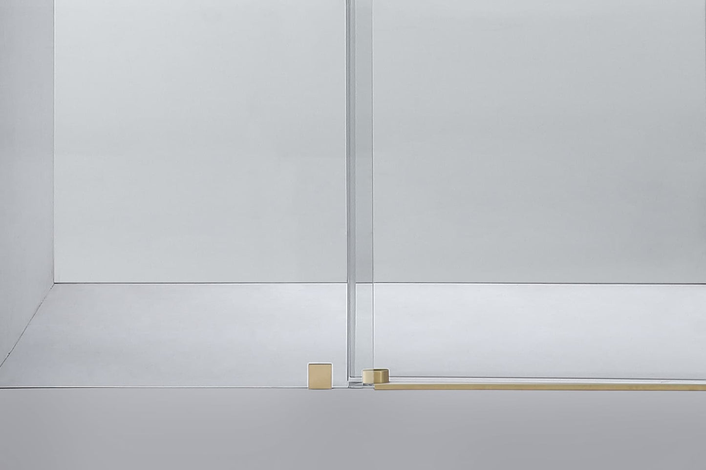 Ratel 4 WHEELS ROUND FRAMELESS 10MM THICK TEMPERED GLASS SHOWER DOOR ON BATHTUB 60"W x 58"H - Brushed Gold