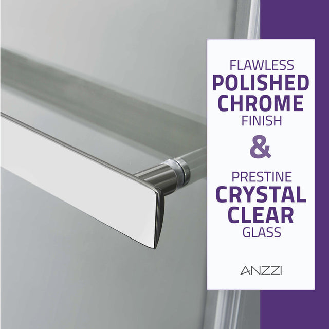 Anzzi Kahn Series Frameless Sliding Shower Door (48"W x 76"H) with Horizontal Handle