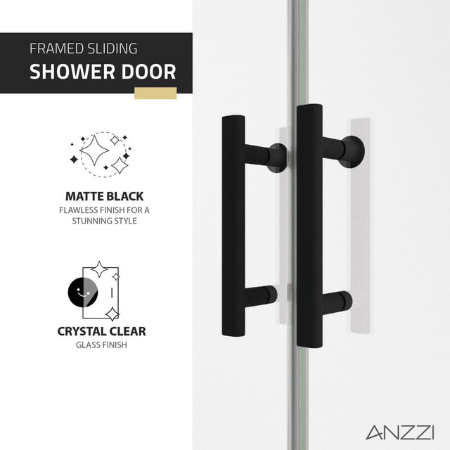 Anzzi Enchant Framed Sliding Shower Door (60.4"W x 70"H) in Crystal Clear glass