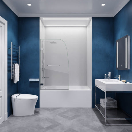 Anzzi Vensea Series Frameless Hinged (31.5"W x 56"H) Tub Door