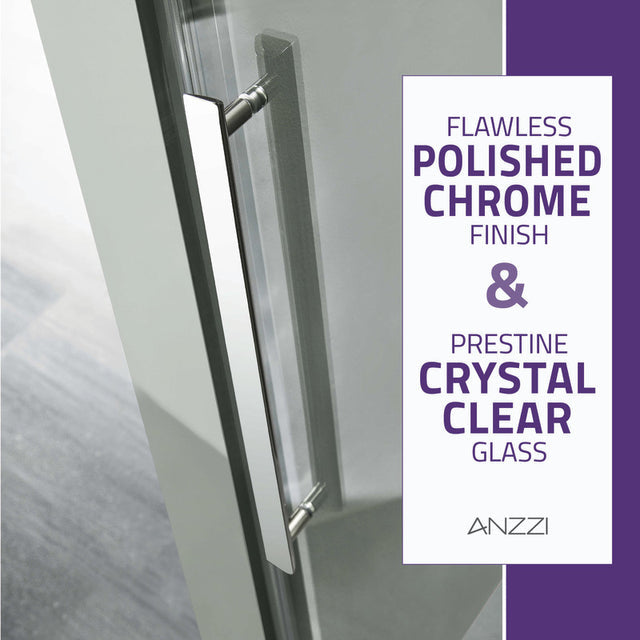 Anzzi Stellar Series Frameless Sliding (48"W x 76"H) Shower Door with Handle