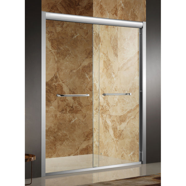 Anzzi Pharaoh Series Framed Sliding (48"W x 72"H) Shower Door in Brushed Nickel with Handle