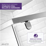 Anzzi Castle Series Semi-Frameless Hinged Shower Door (49"W x 72"H) with Crystal Clear glass