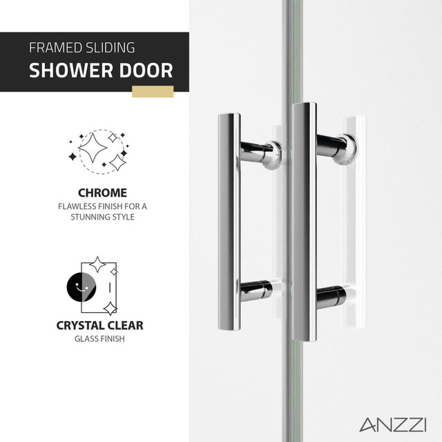 Anzzi Enchant Framed Sliding Shower Door (60.4"W x 70"H) in Crystal Clear glass