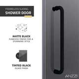 Anzzi Leon Series Frameless Sliding Shower Door (60" W x 76" H) with Handle