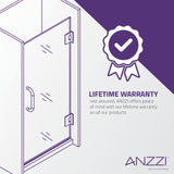 Anzzi Fellow Series Frameless Hinged Shower Door (24"W x 72"H) with Handle