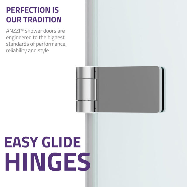 Anzzi Grand Series Frameless Hinged (31.5"W x 56"H) Tub Door