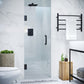 Anzzi Fellow Series Frameless Hinged (30"W x 72"H) Shower Door in Matte Black with Handle