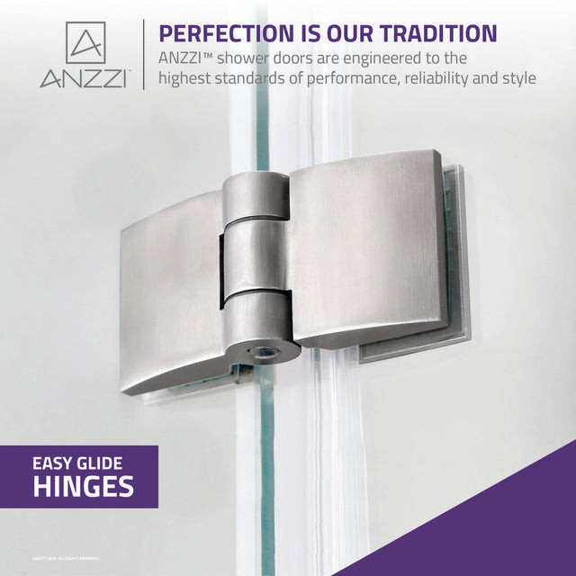 Anzzi Herald Series Frameless Hinged (48"W x 58"H) Tub Door