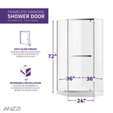 Anzzi Castle Series Semi-Frameless Hinged Shower Door (49"W x 72"H) with Crystal Clear glass