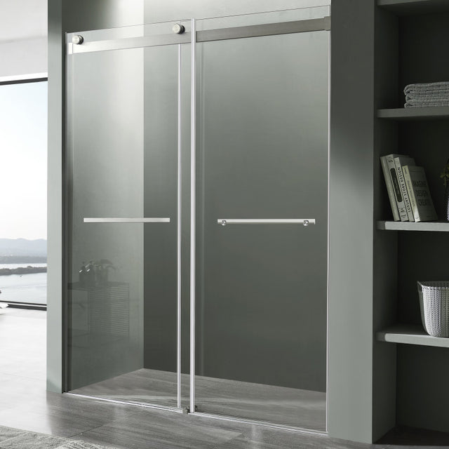 Anzzi Kahn Series Frameless Sliding Shower Door (48"W x 76"H) with Horizontal Handle