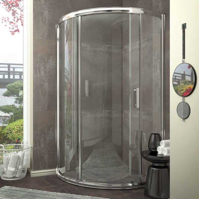 Anzzi Baron Series Framed Sliding (39"W x 74.75"H) Shower Door in Polished Chrome with Handle
