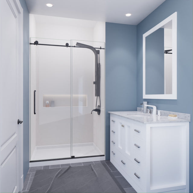 Anzzi Leon Series Frameless Sliding Shower Door (48" W x 76" H) with Handle