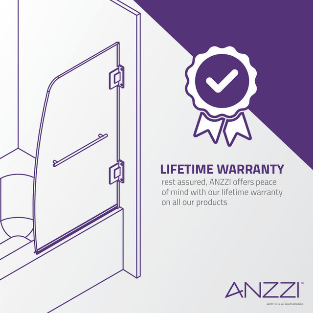 Anzzi Vensea Series Frameless Hinged (31.5"W x 56"H) Tub Door