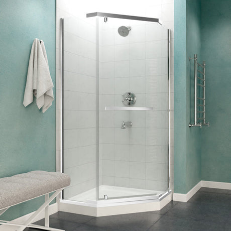 Anzzi Castle Series Semi-Frameless Hinged Shower Door (49"W x 72"H) with Crystal Clear glass