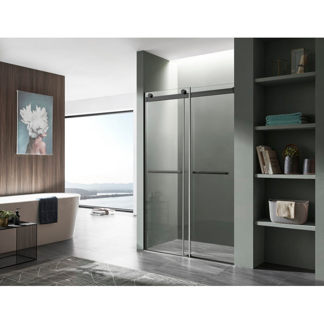 Anzzi Kahn Series Frameless Sliding Shower Door (48"W x 76"H) with Horizontal Handle