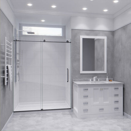 Anzzi Leon Series Frameless Sliding Shower Door (60" W x 76" H) with Handle