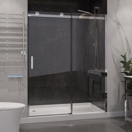 Anzzi Rhodes Series Frameless Sliding Shower Door (60"W x 76"H) with Handle