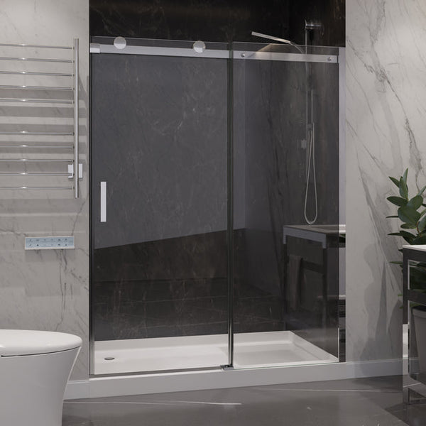 Anzzi Rhodes Series Frameless Sliding (60W x 76H) Shower Door in Polished Chrome with Handle