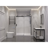 Anzzi Rhodes Series Frameless Sliding Shower Door (48" W x 76" H) with Handle