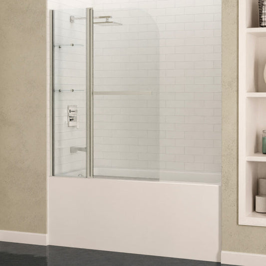 Anzzi Galleon Series Frameless (48"W x 58"H) Tub Door in Brushed Nickel