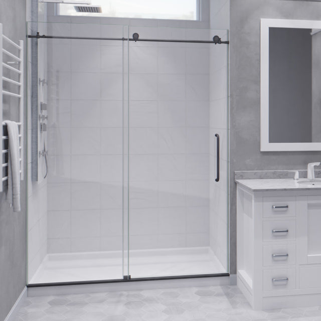 Anzzi Leon Series Frameless Sliding Shower Door (60" W x 76" H) with Handle