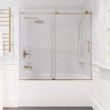 Anzzi Raymore Series Frameless Sliding Tub Door (60" W x 62" H) in Crystal Clear glass