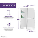 Anzzi Galleon Series Frameless (48"W x 58"H) Tub Door