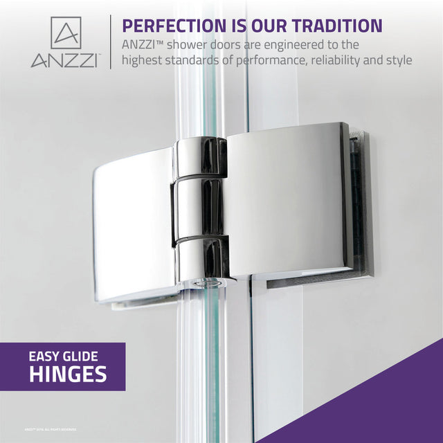 Anzzi Pacific Series Frameless Hinged (48"W x 58"H) Tub Door