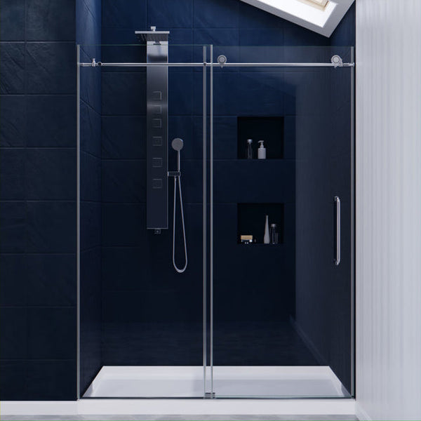 Anzzi Madam Series Frameless Sliding (60W x 76H) Shower Door in Chrome with Handle