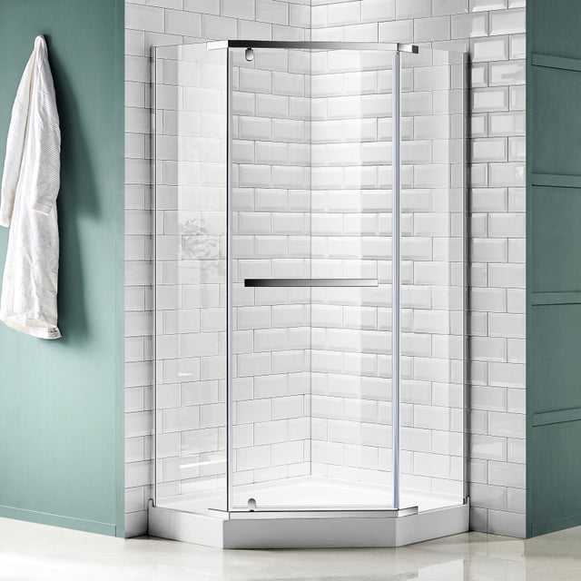 Anzzi Castle Series Semi-Frameless Hinged Shower Door (49"W x 72"H) with Crystal Clear glass