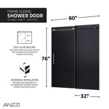 Anzzi Leon Series Frameless Sliding Shower Door (60" W x 76" H) with Handle