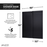 Anzzi Leon Series Frameless Sliding Shower Door (60" W x 76" H) with Handle