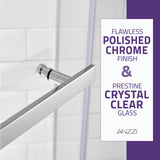 Anzzi Castle Series Semi-Frameless Hinged Shower Door (49"W x 72"H) with Crystal Clear glass