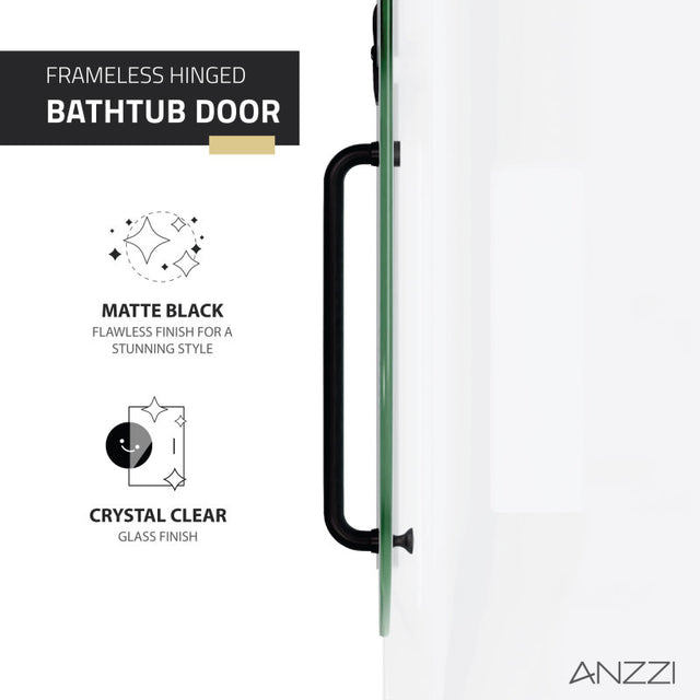 Anzzi Herald Series Frameless Hinged (48"W x 58"H) Tub Door